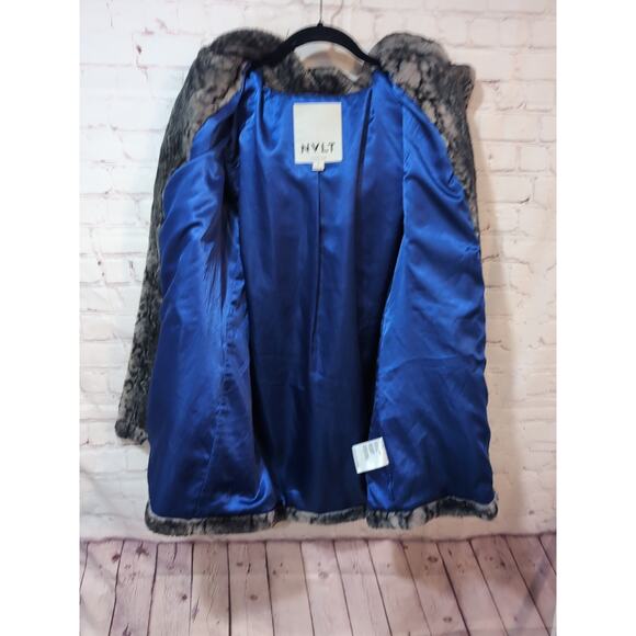 NVLT Coat Large Snake Print Faux Fur Jacket Hooded - Picture 10 of 13